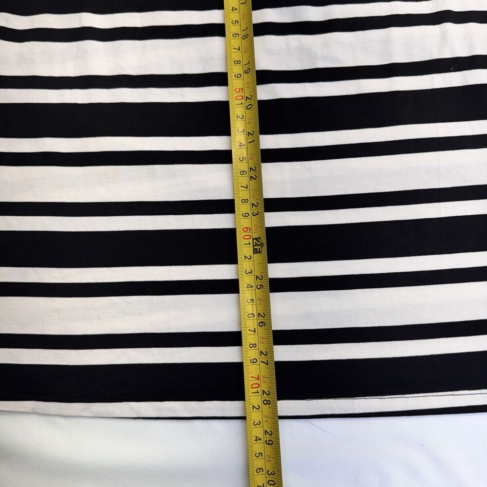 Cato Women's Plus Size 26/28W Striped Henley Top - Black & White Puff Sleeve - Picture 5 of 8